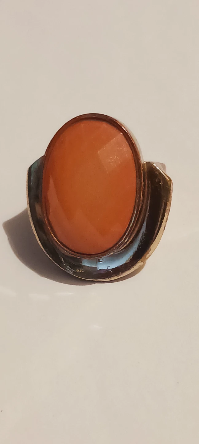Gold Tone Ring with Orange Faceted Stone - photo 2