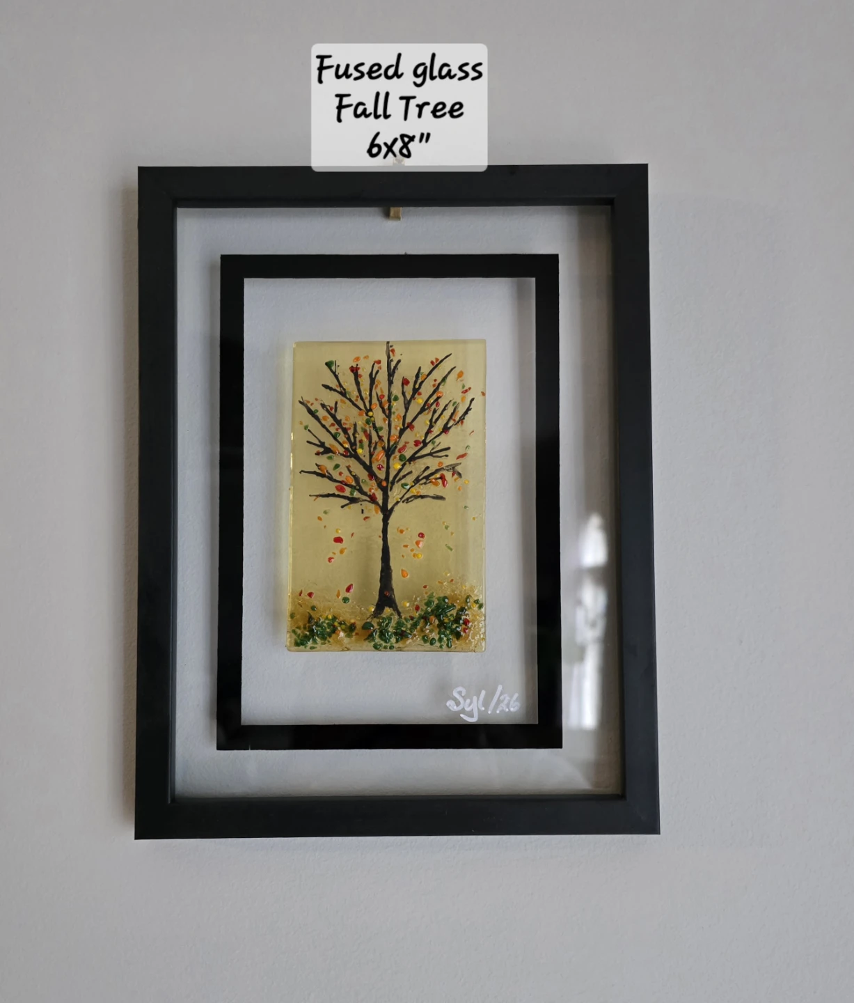 Framed Fused Glass Fall Tree