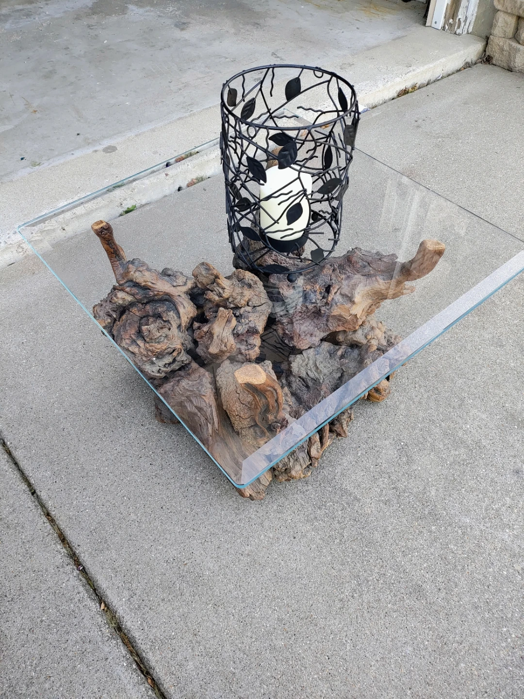 Handmade Driftwood Coffee Table W/Glass Top - photo 5