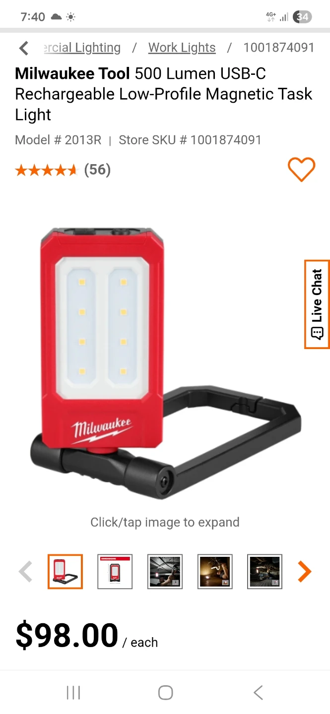 Milwaukee Tool 500 Lumen Rechargeable USB-C Magnetic Task Light