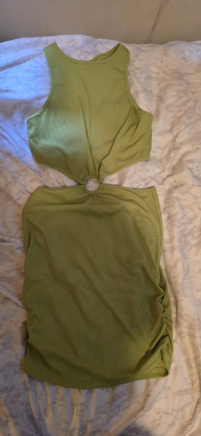 SHEIN Ribbed Cutout Bodycon Dress - Lime Green