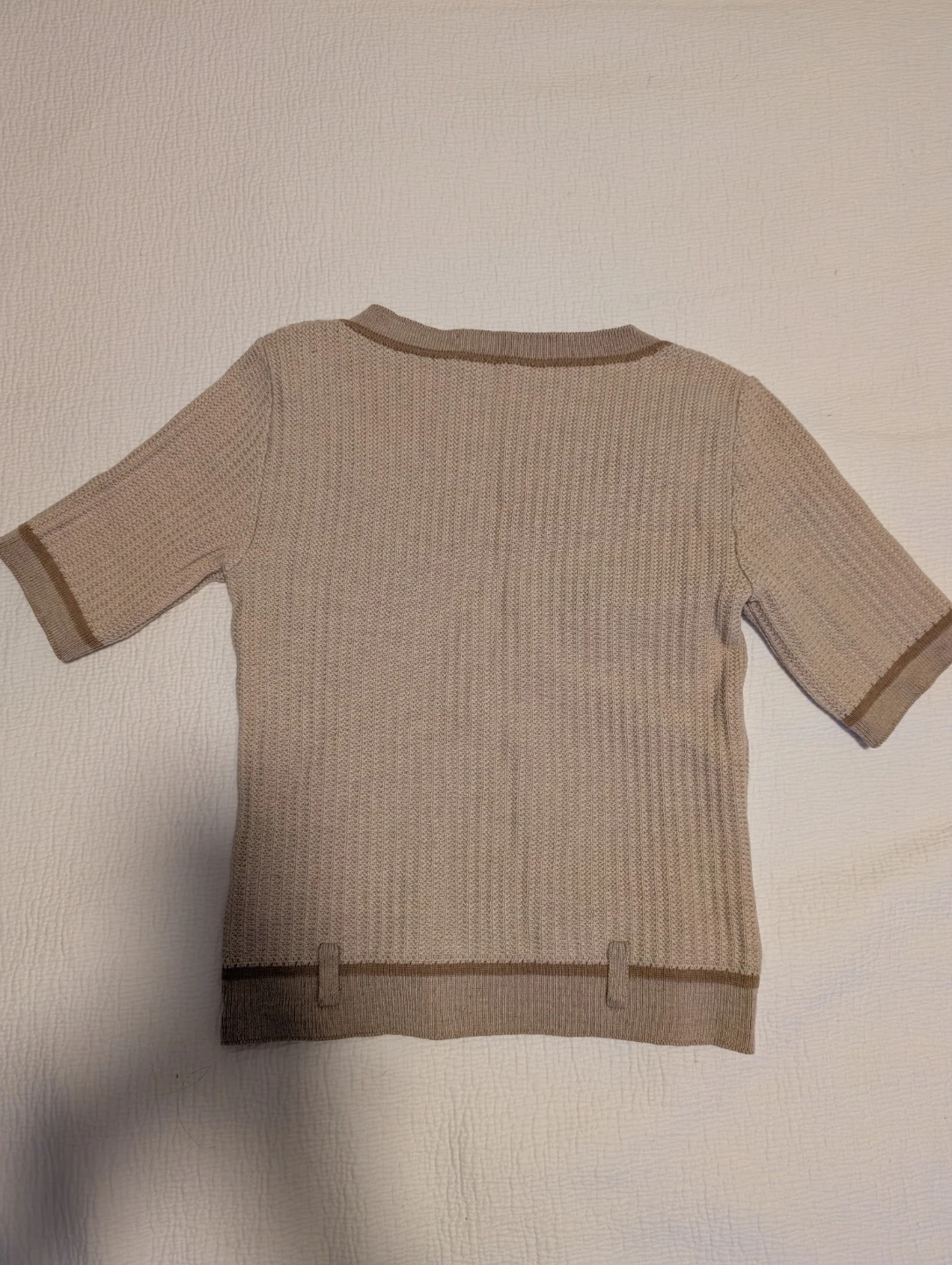 Miu Miu Short Sleeve Knit Top - Beige - Made in Italy - photo 2