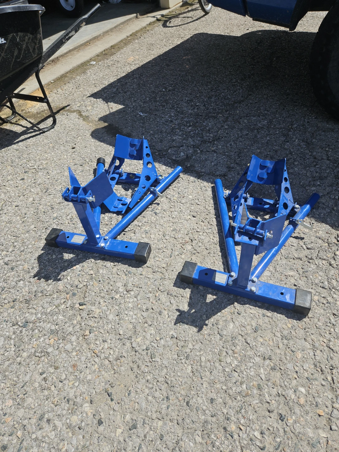 Pair of Blue Motorcycle Wheel Chocks