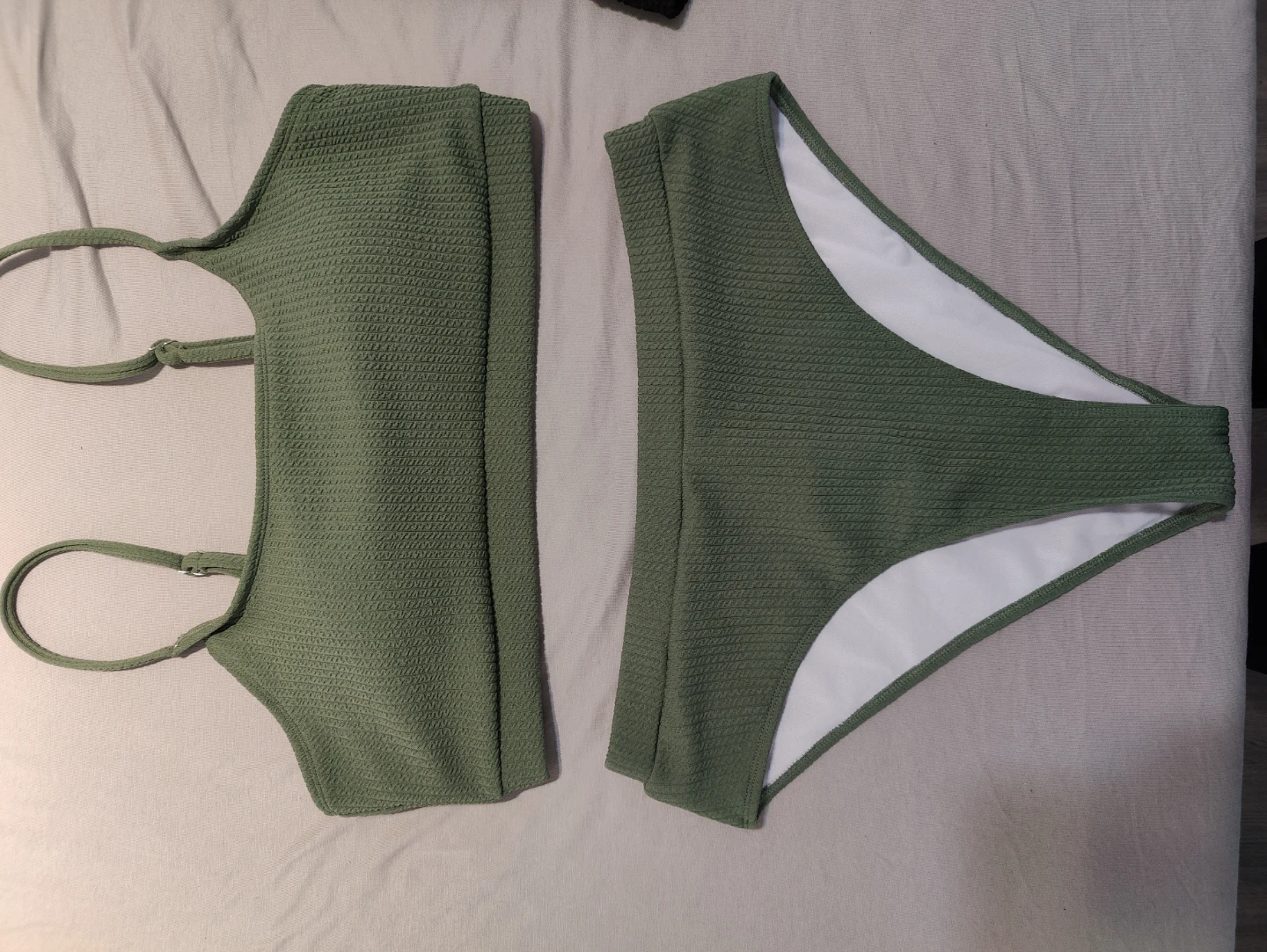 Women's Textured Bikini Set - Olive Green