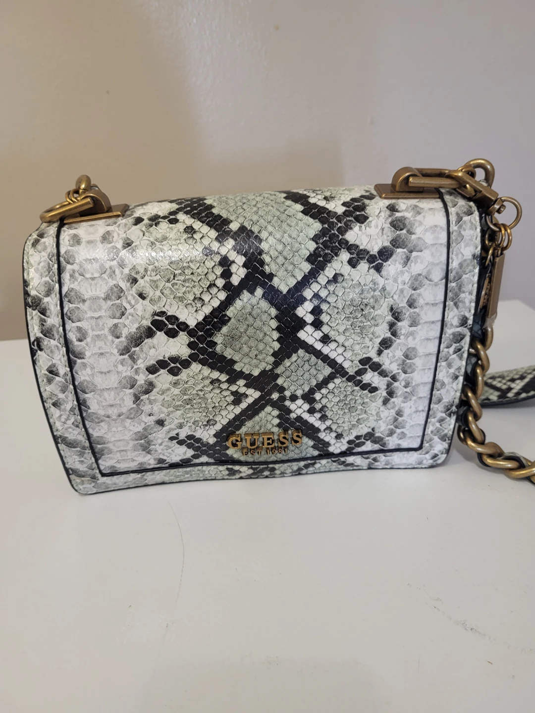 GUESS Snake Print Shoulder Bag