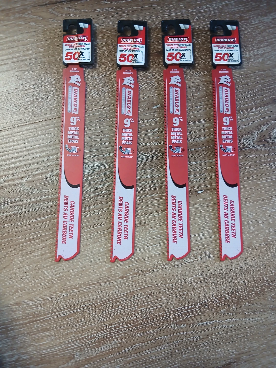 4x Diablo 9" Carbide Teeth Reciprocating Saw Blades
