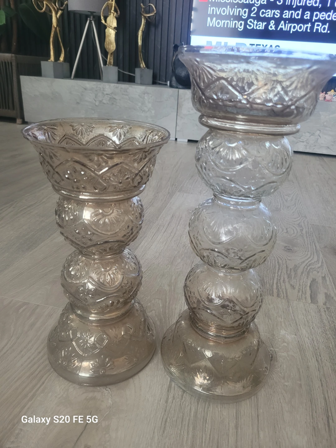 Set of 2 Decorative Glass Candle Holders