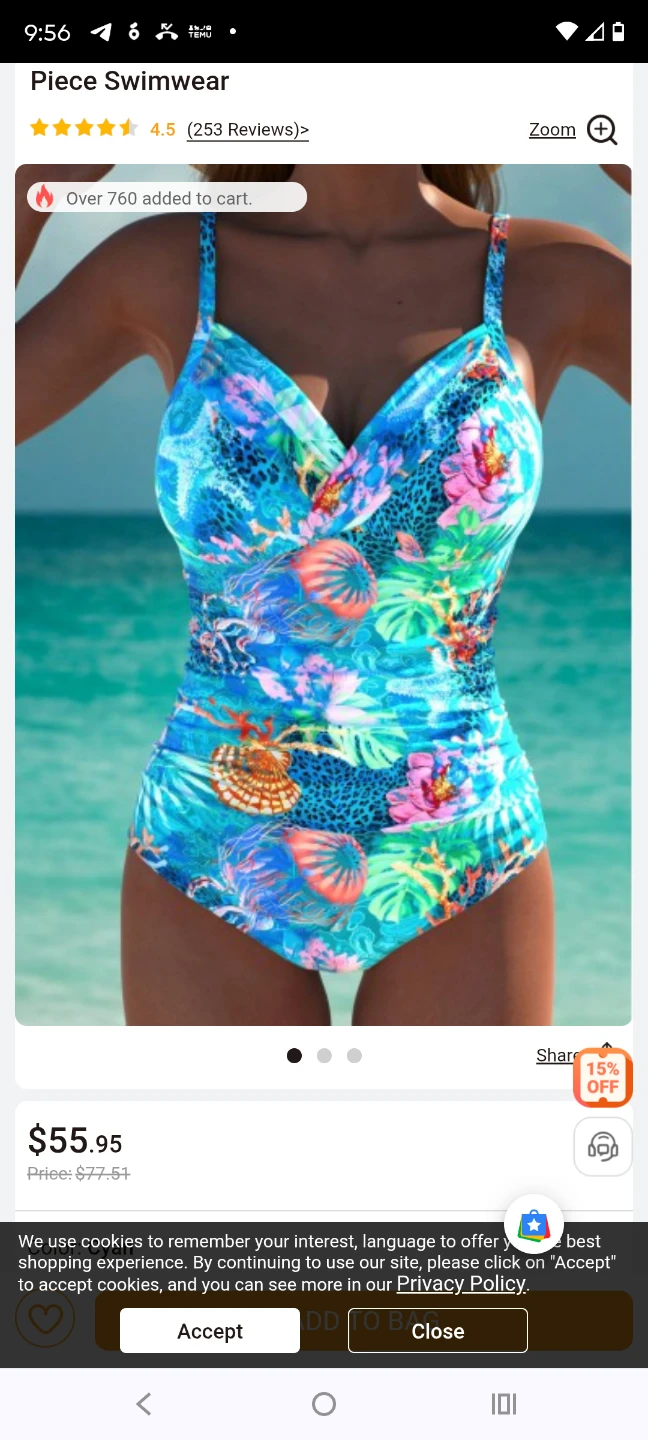 Hot Deal 🔥 Turquoise Tropical One-Piece Swimsuit - Size Large - photo 3