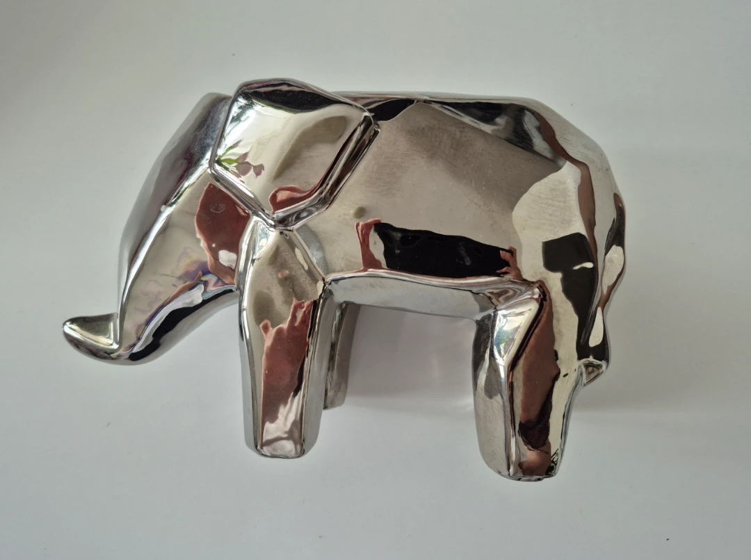 Silver Geometric Elephant Figurine