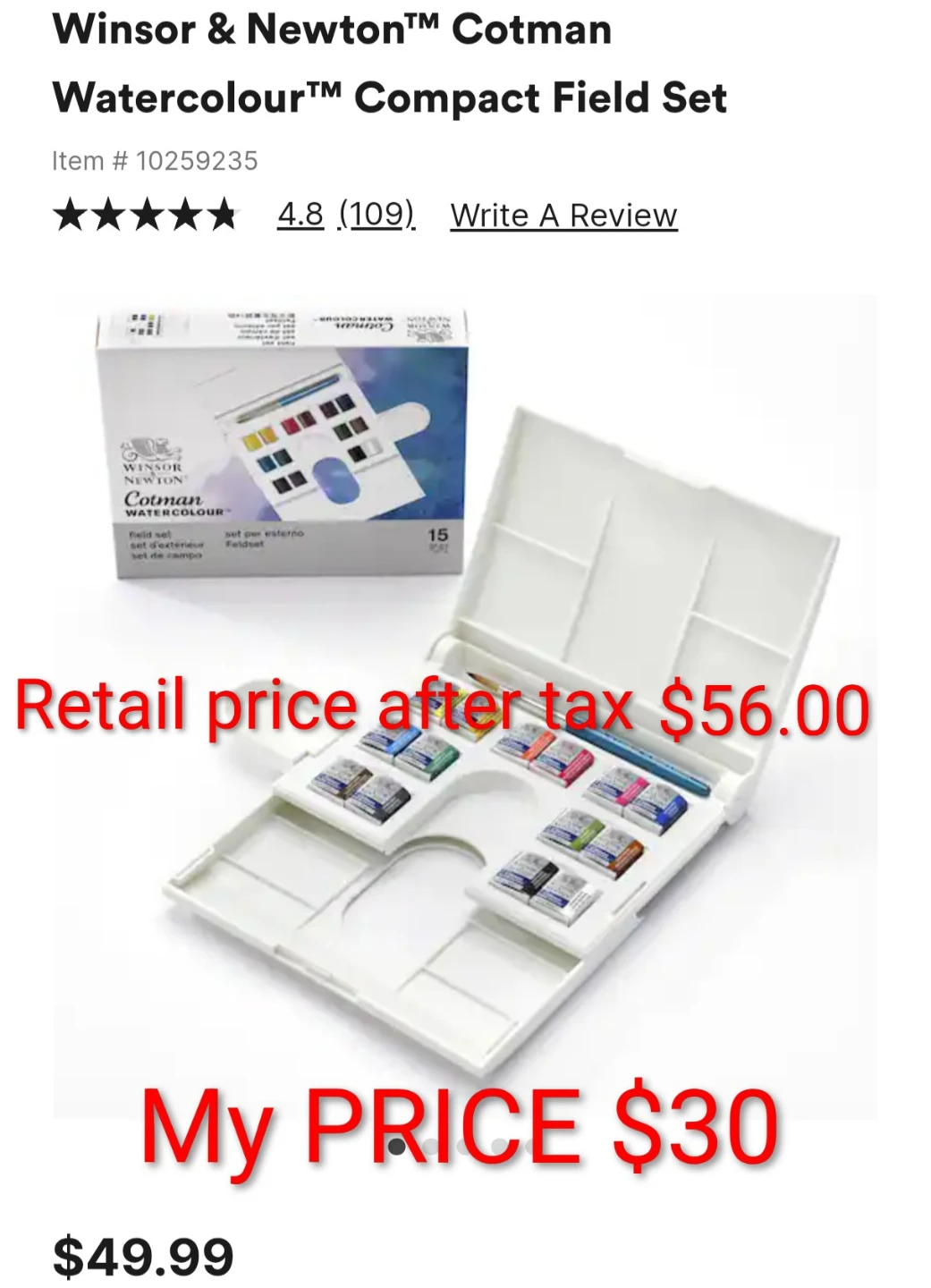 Winsor & Newton Cotman Watercolour Compact Field Set
