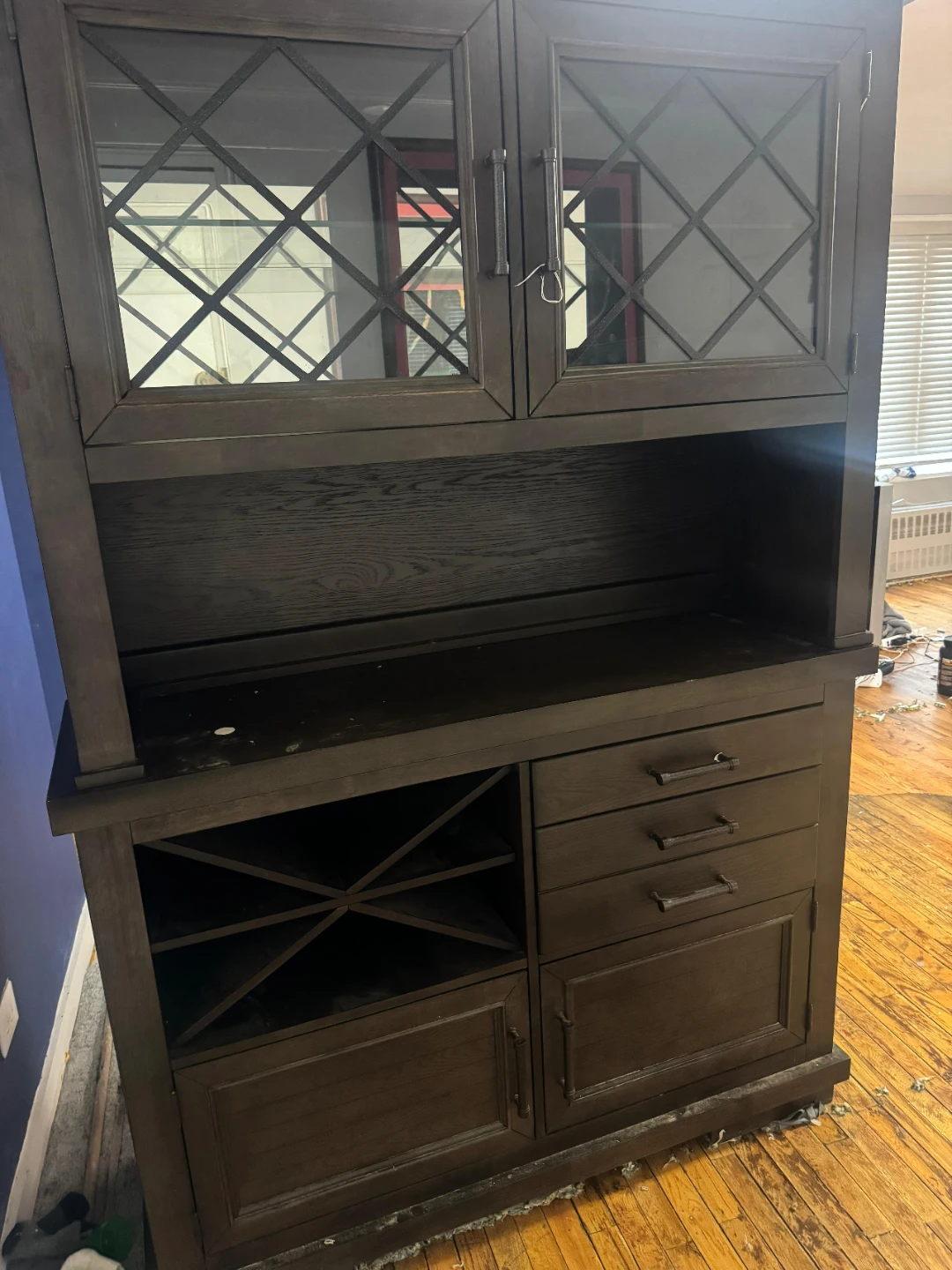 Dark Wood China Cabinet with Glass Doors
