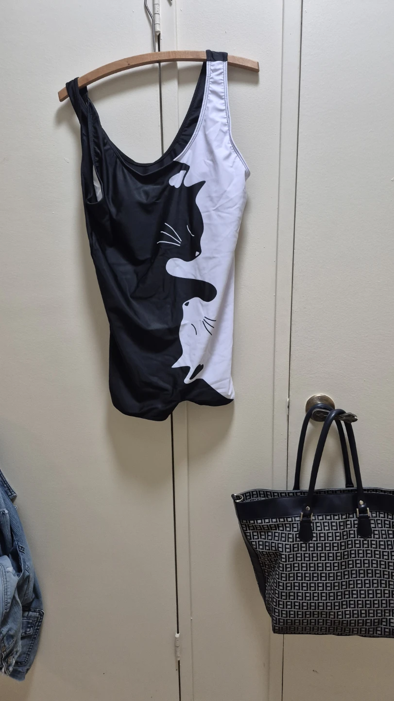 Black and White Cat One-Piece Swimsuit