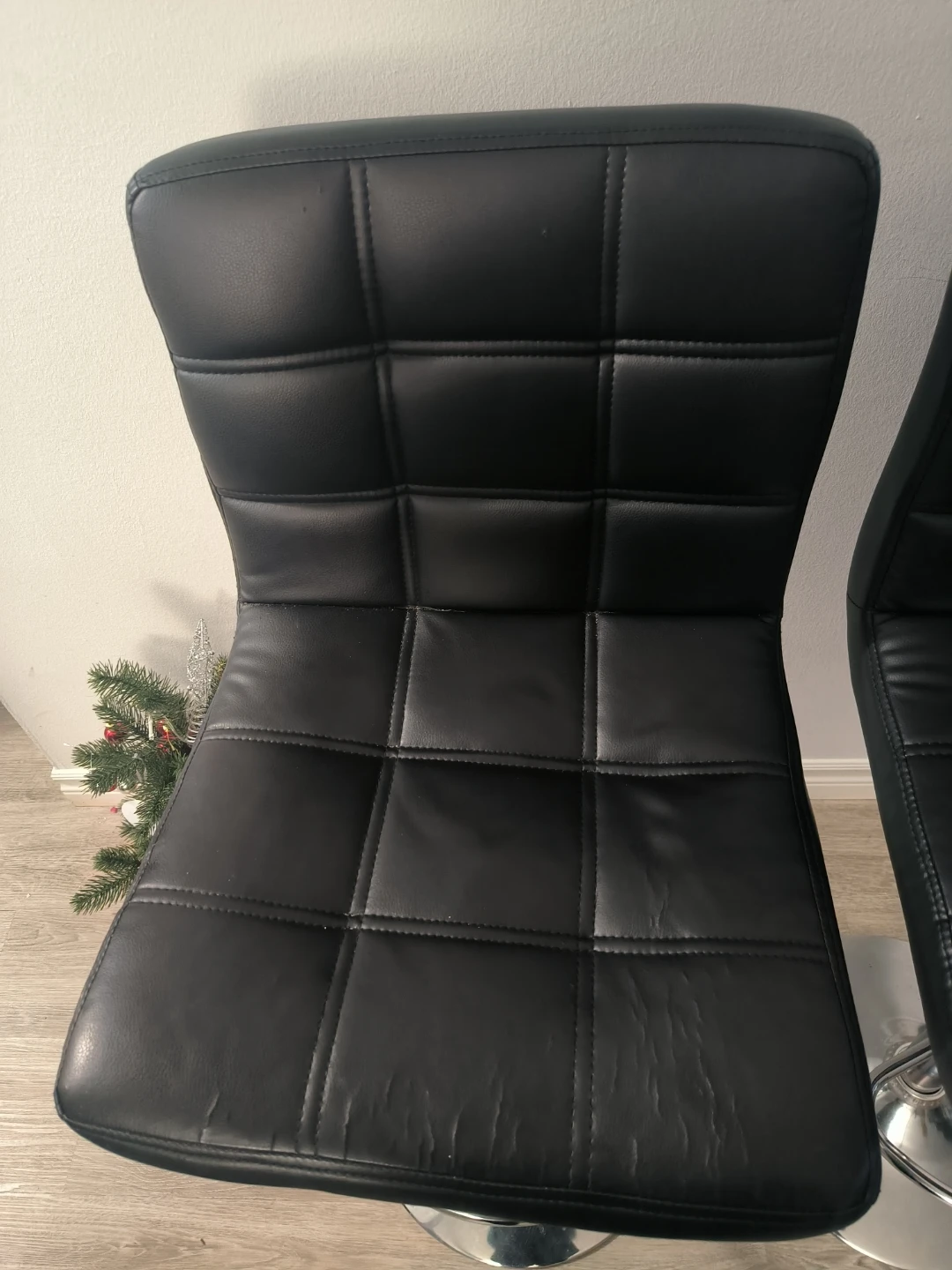 Set of 2 Black Faux Leather Bar Stools - photo 2