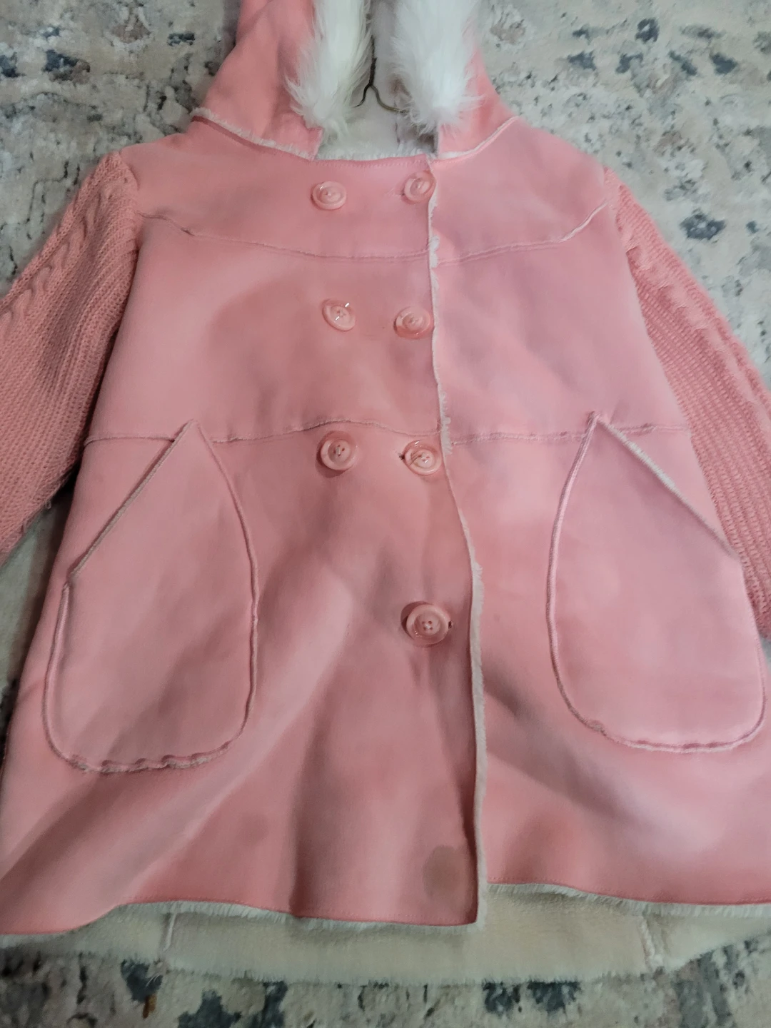 YC Creations Pink Hooded Coat with Faux Fur Trim - photo 2