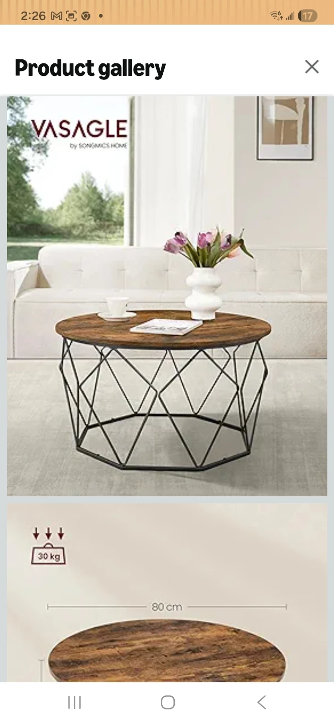 VASAGLE Round Coffee Table