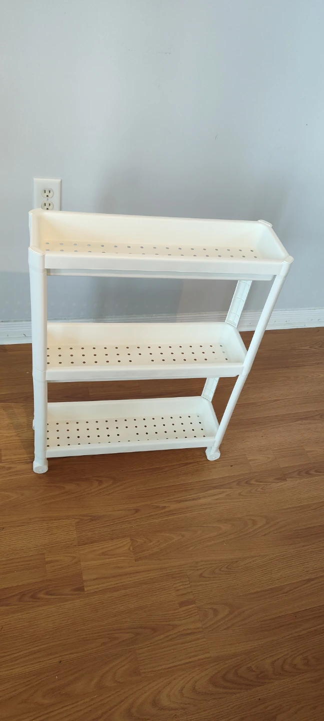 White 3-Tier Storage Shelf with Wheels