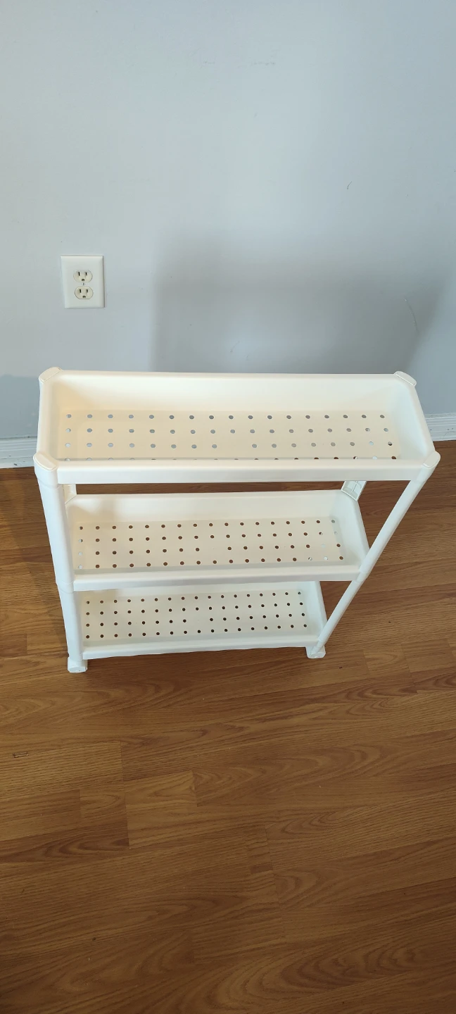 White 3-Tier Storage Shelf with Wheels - photo 2
