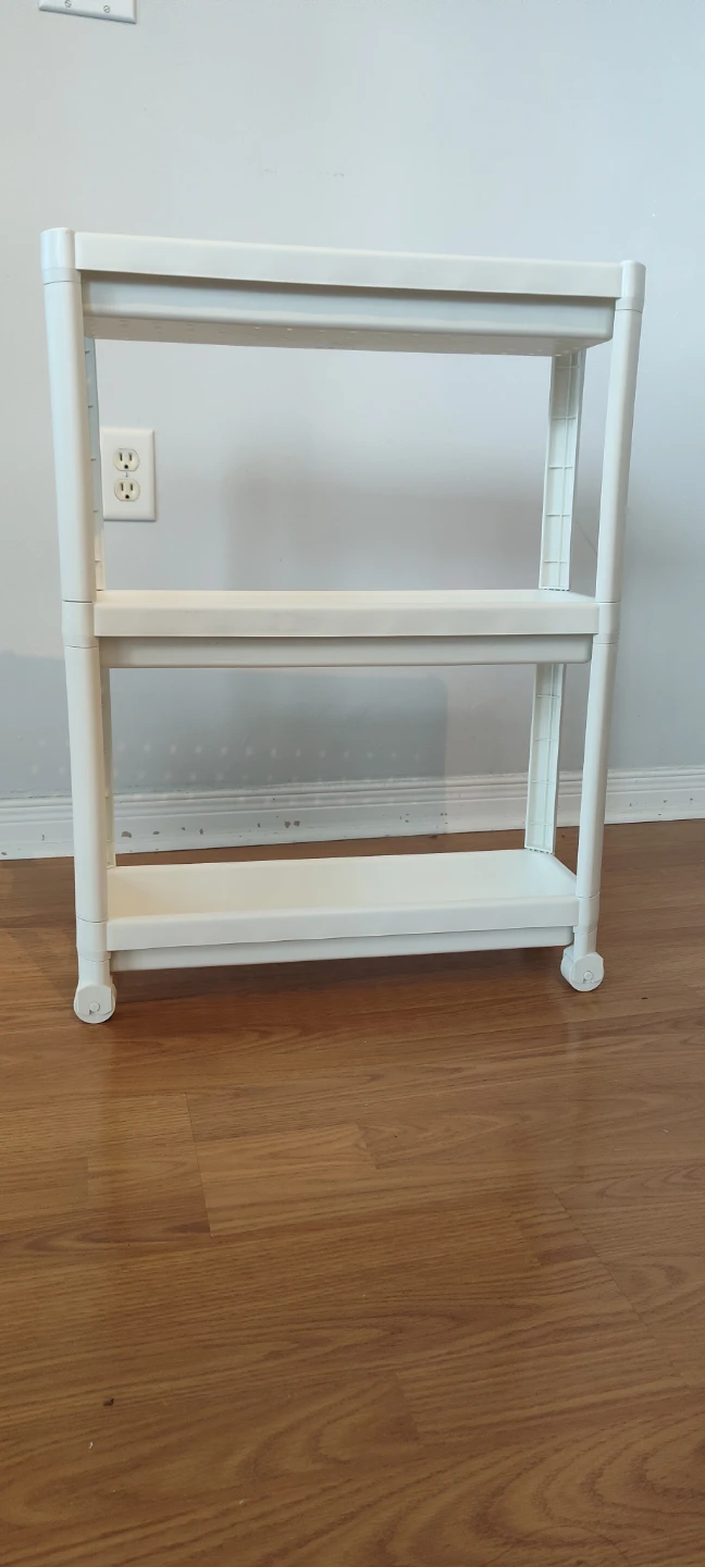 White 3-Tier Storage Shelf with Wheels - photo 3