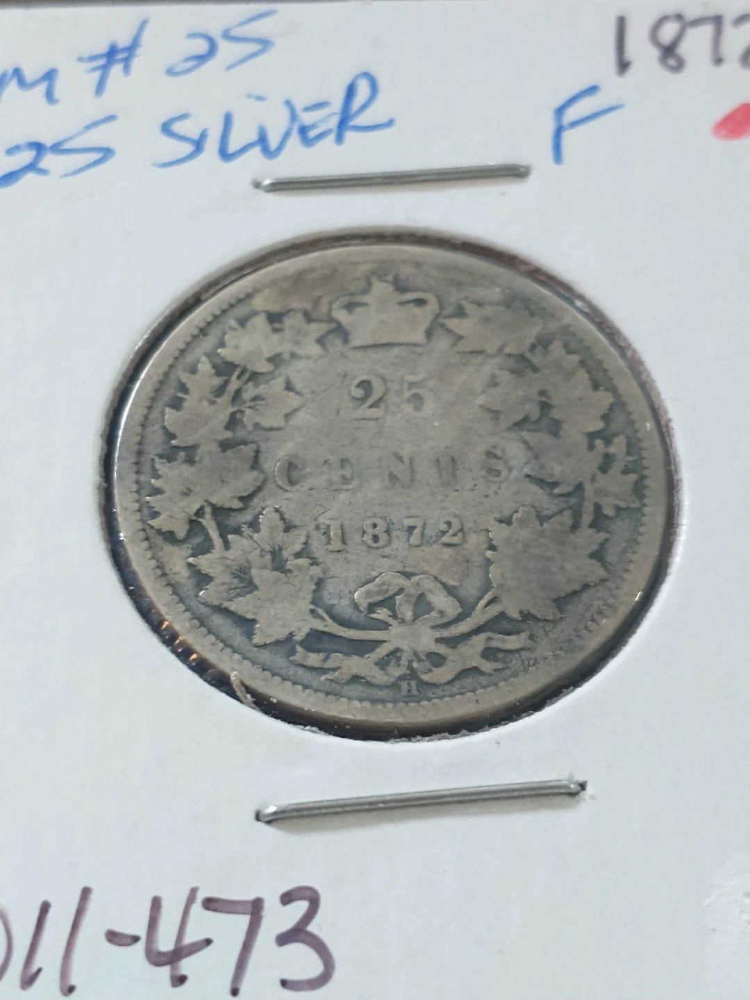 1872 Canada quarter .925 silver KM #25 Victoria