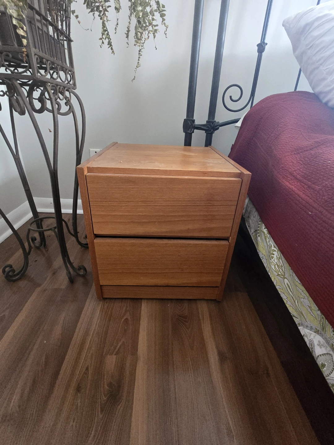 Wooden Nightstand with Two Drawers - photo 2