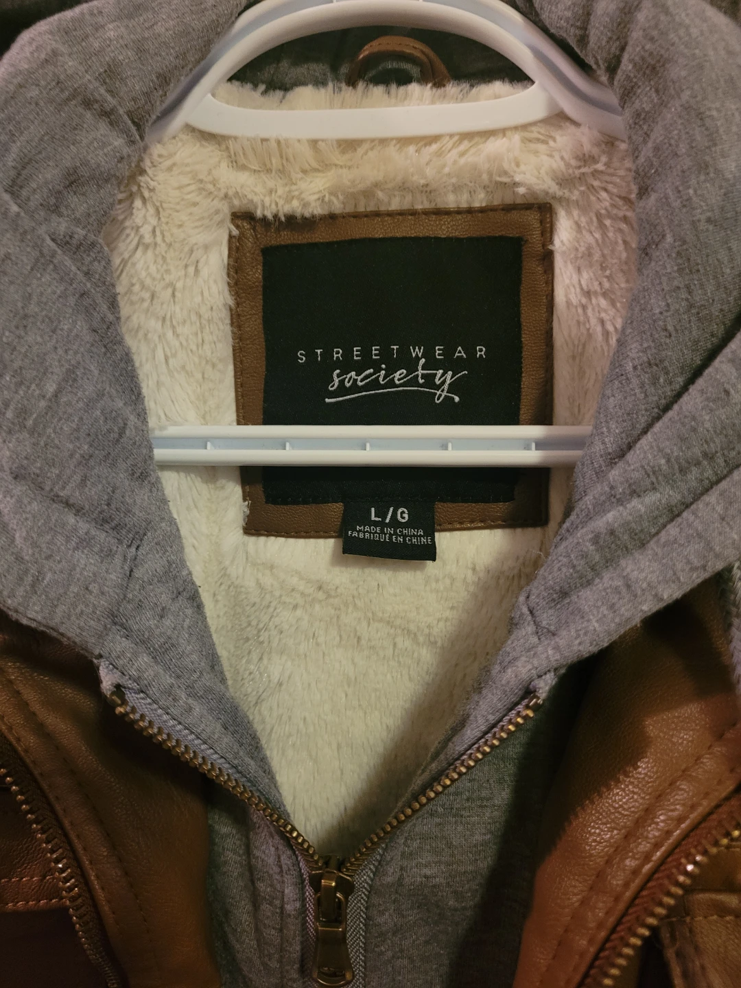 Streetwear Society Faux Leather Hooded Jacket - Size L - photo 2