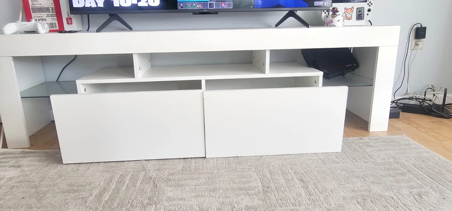 White TV Stand with Storage - photo 2
