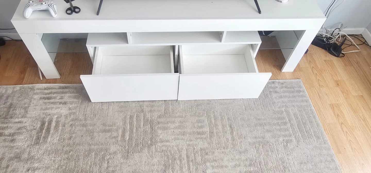 White TV Stand with Storage - photo 3