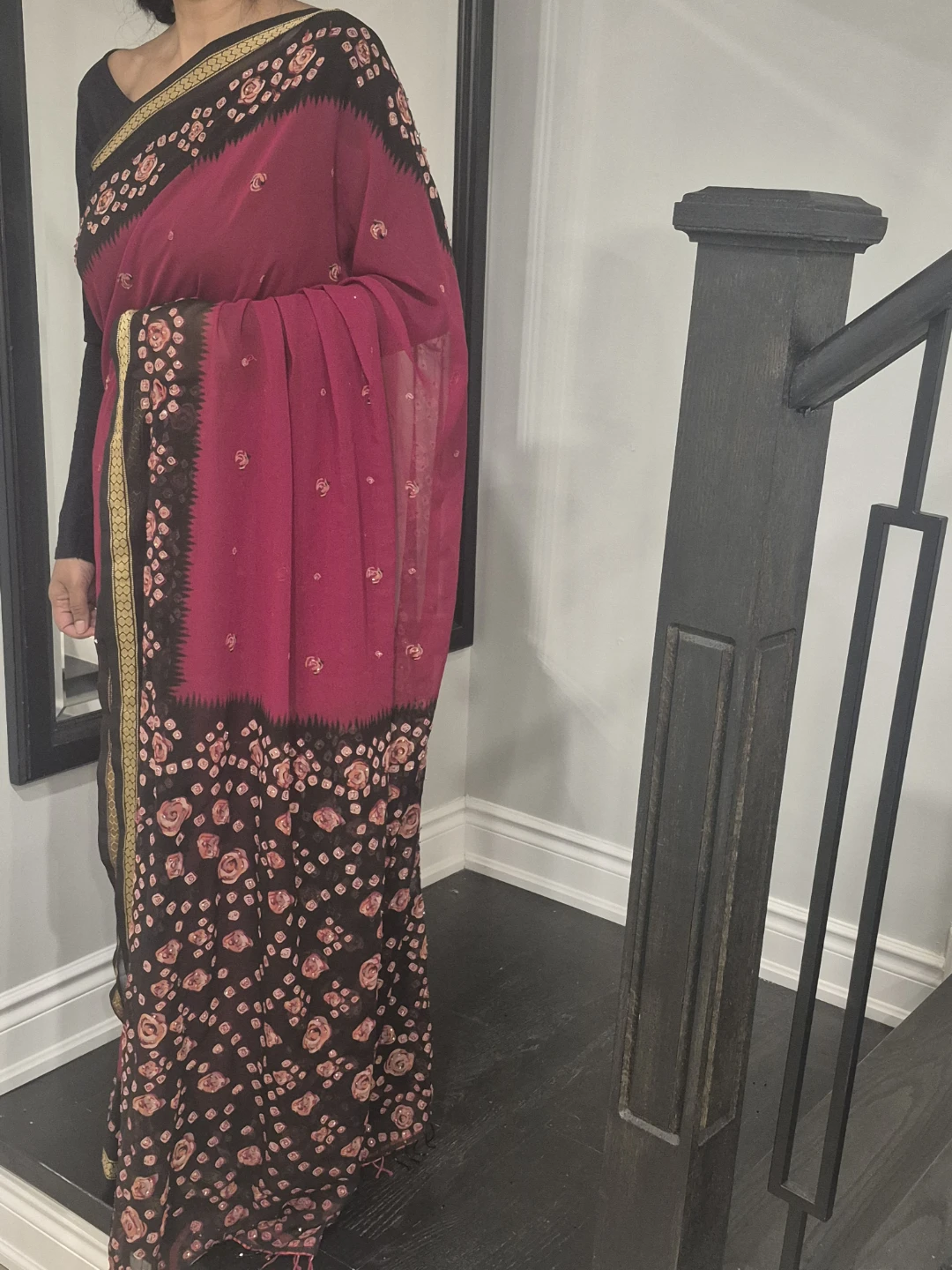 NEW Magenta Saree with Blouse and petticoat