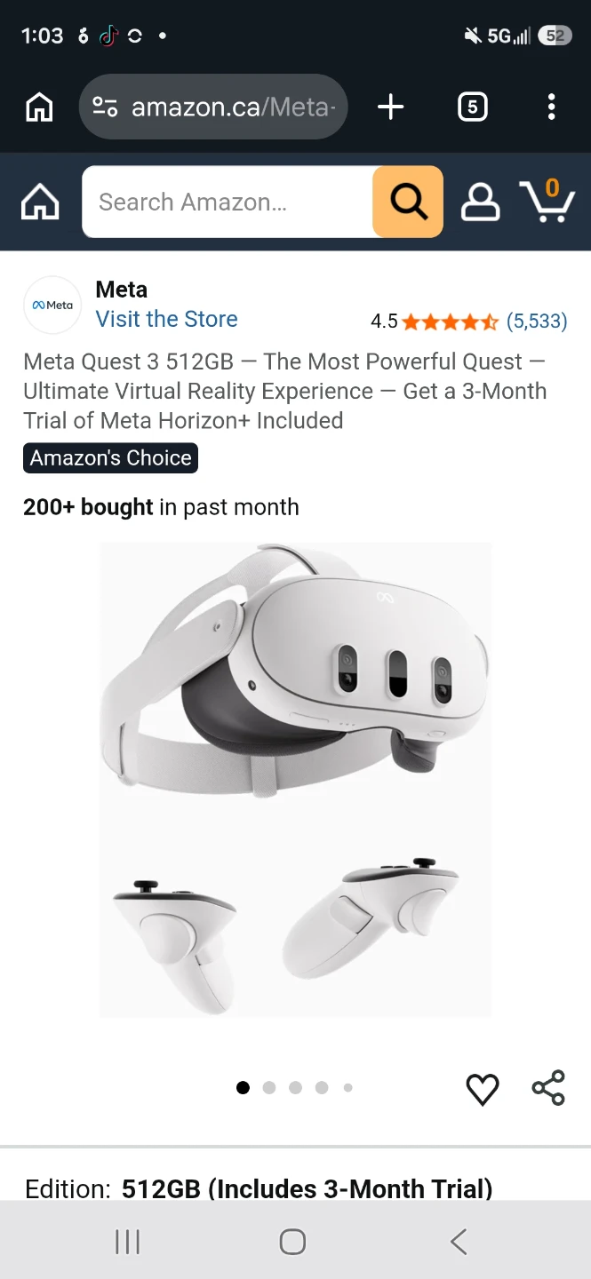 Meta Quest 3 512GB VR Headset with Controllers