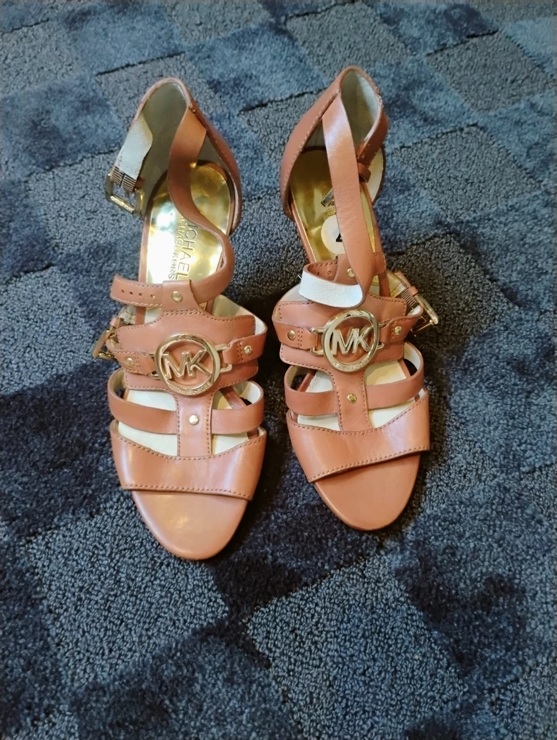 Michael Kors Tan Leather Strappy Heeled Sandals Size 7 - photo 2