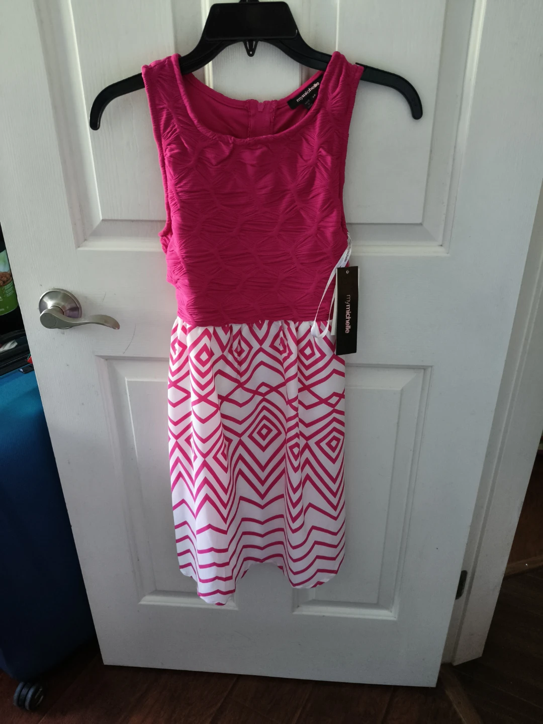 My Michelle Pink & White Geometric Print Dress
