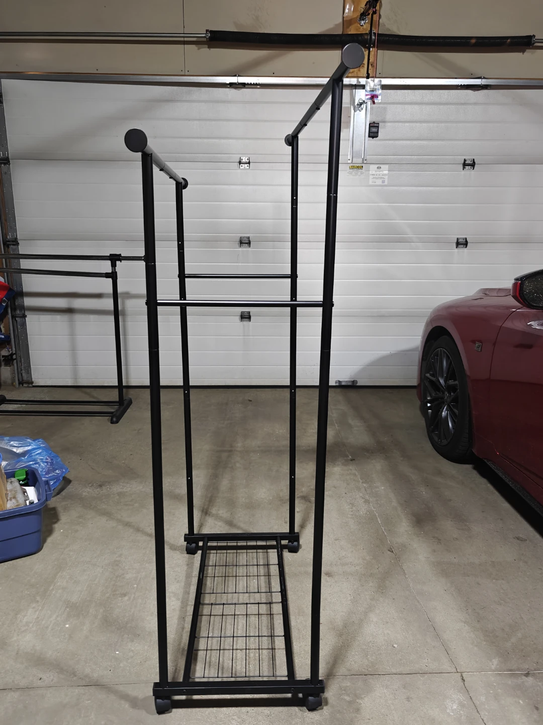 Black Double-Bar Rolling Garment Rack - photo 2