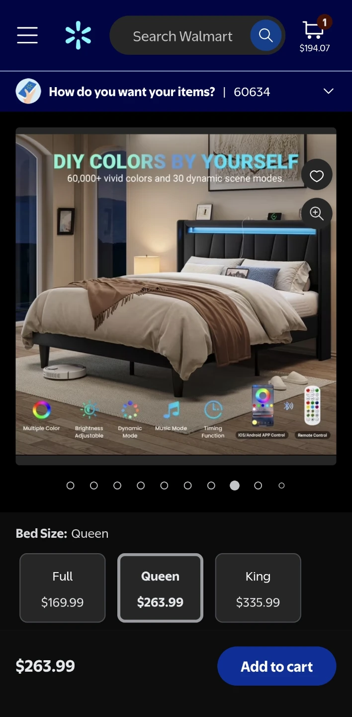 Allewie Queen Size LED Bed Frame with Charging Station - photo 4