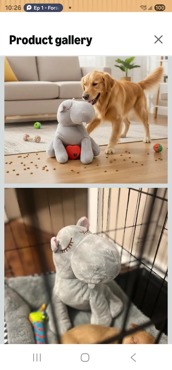 3T GROUP Heartbeat Puppy Toy for Dogs - Comfort Plush Hippo - photo 3