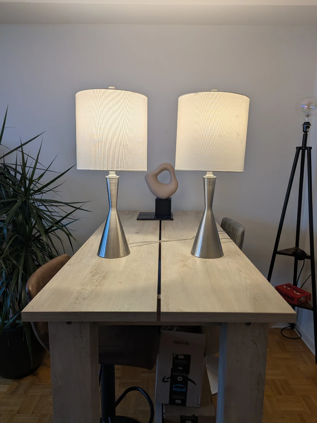 Pair of Silver Modern Table Lamps