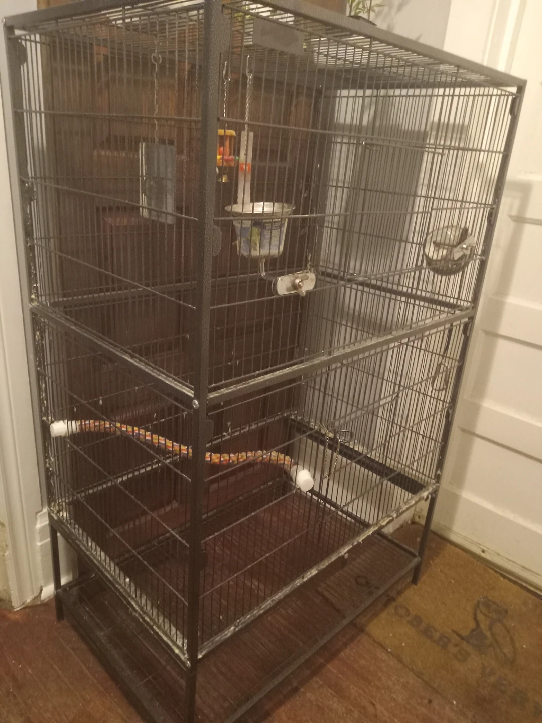 Large Bird Cage with Perches and Food Bowls - photo 3