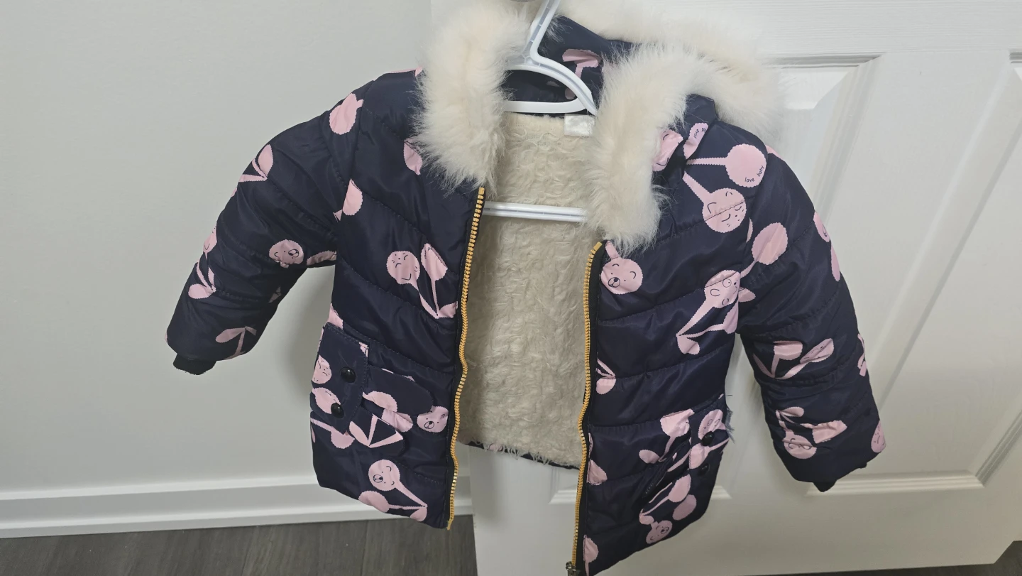 Kids Navy Bunny Print Puffer Jacket 4T-5T