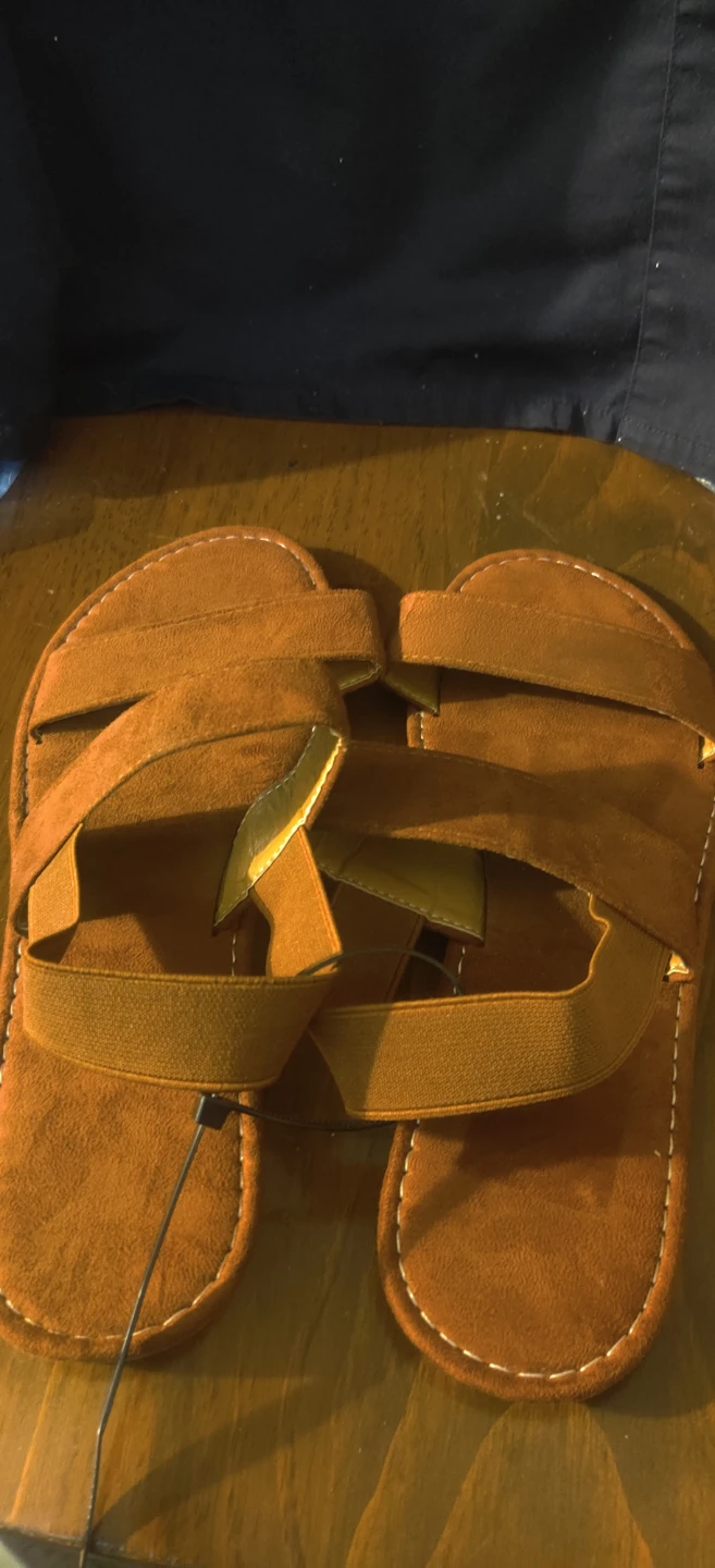 Women's Brown Suede Elastic Strap Sandals Size 39