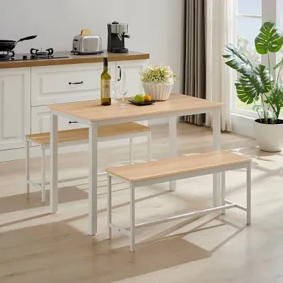 Dining Table with Metal Frame + 2 Benches - photo 3