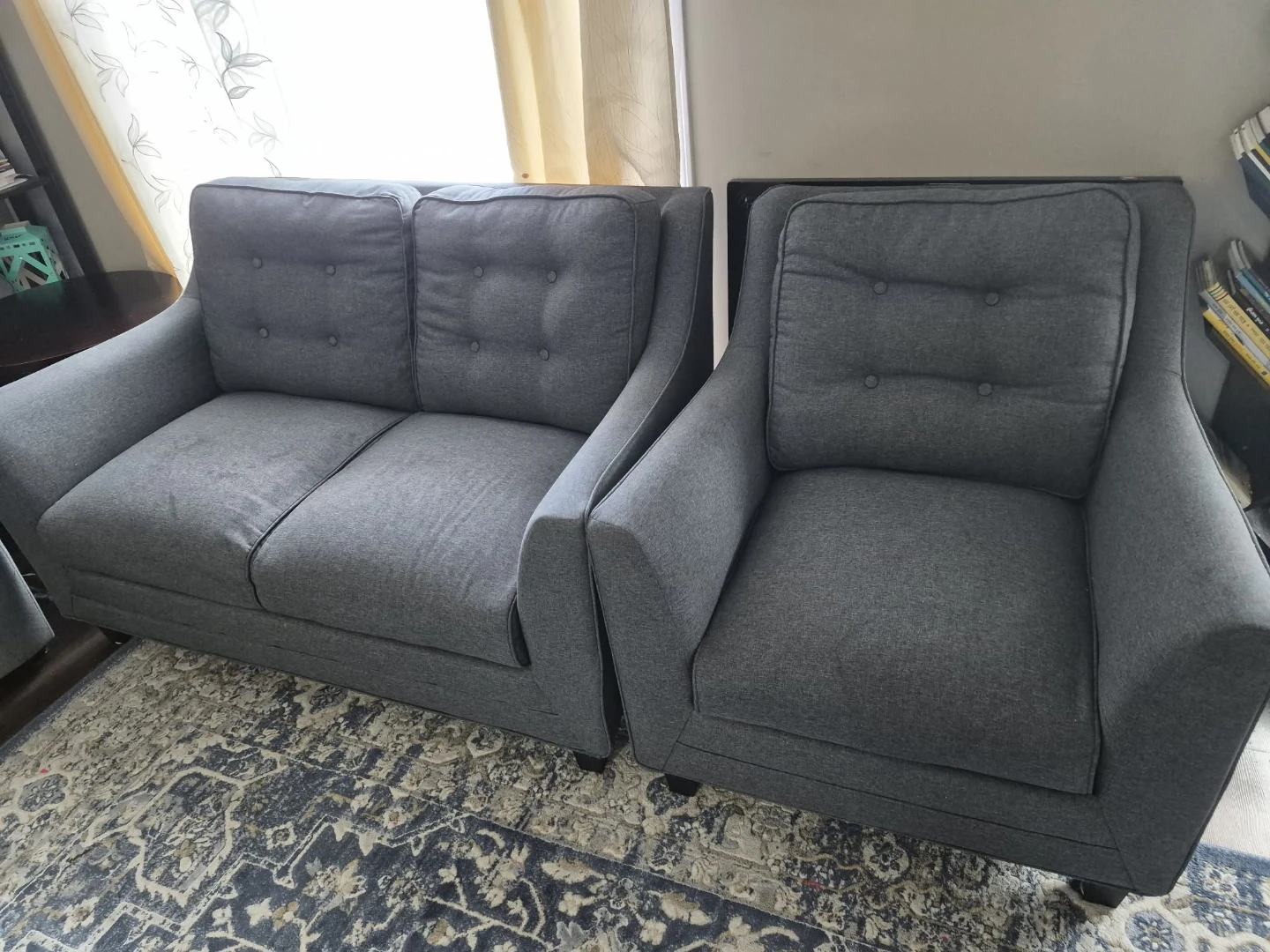 Grey Armchair and Loveseat Set - photo 4