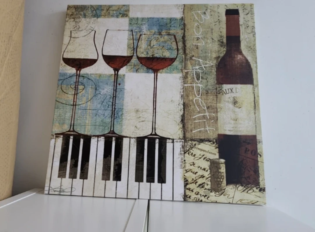 Decorative Wall Art with Wine Glasses and Piano Keys - photo 3