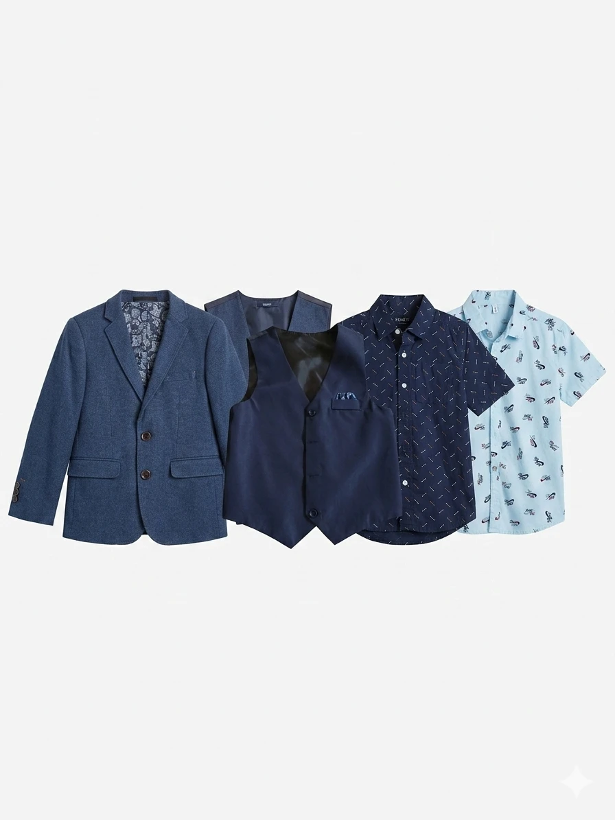 Boys Blazer, Vest, and 2 Shirts Set