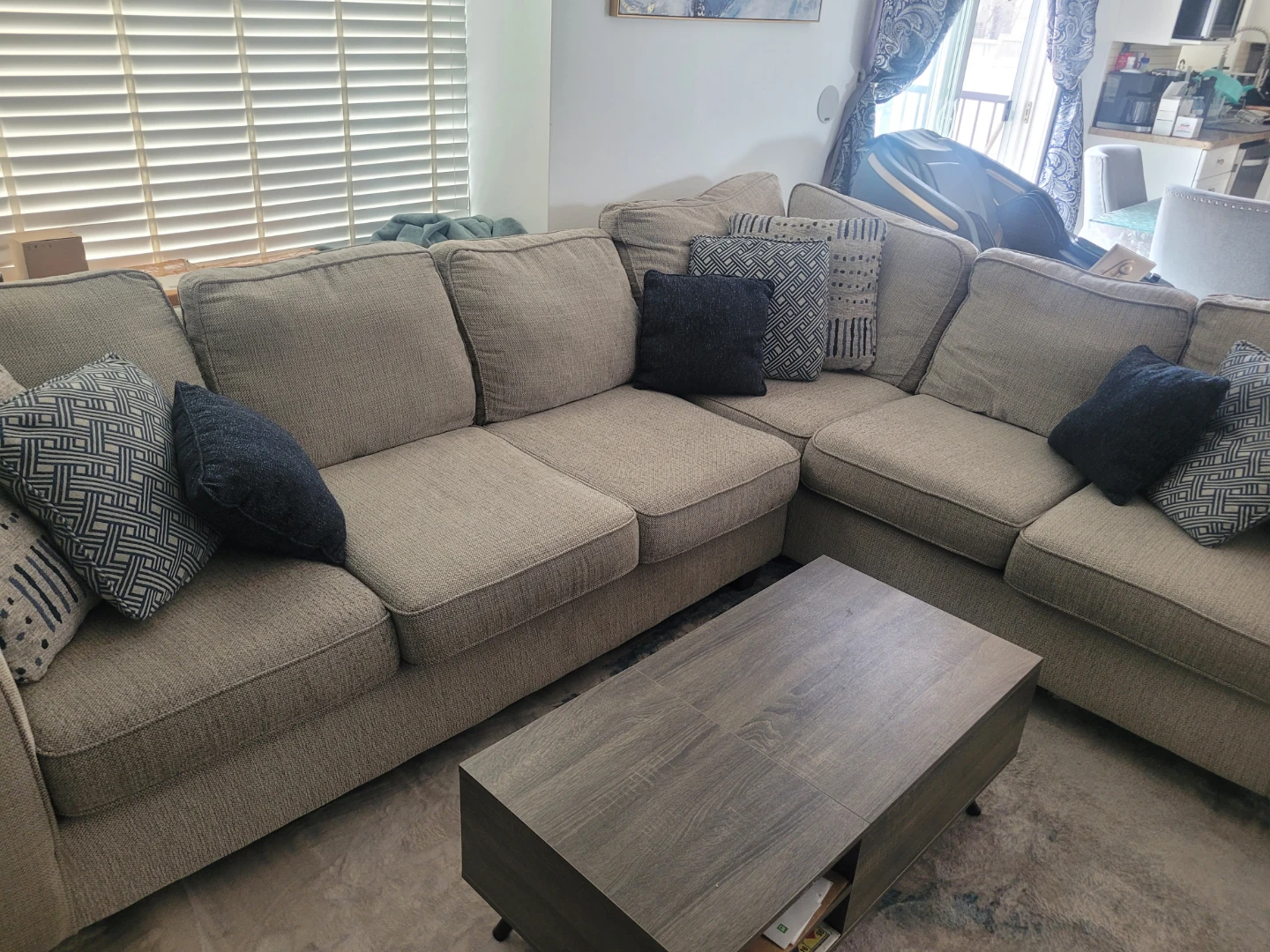Secional Couch with Decorative Pillows