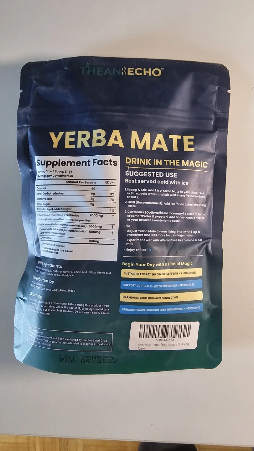 Thean Echo Yerba Mate Peach Mango Drink Mix - photo 2