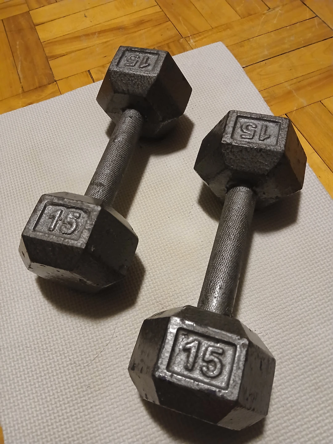 Pair of 15lb Hex Dumbbells