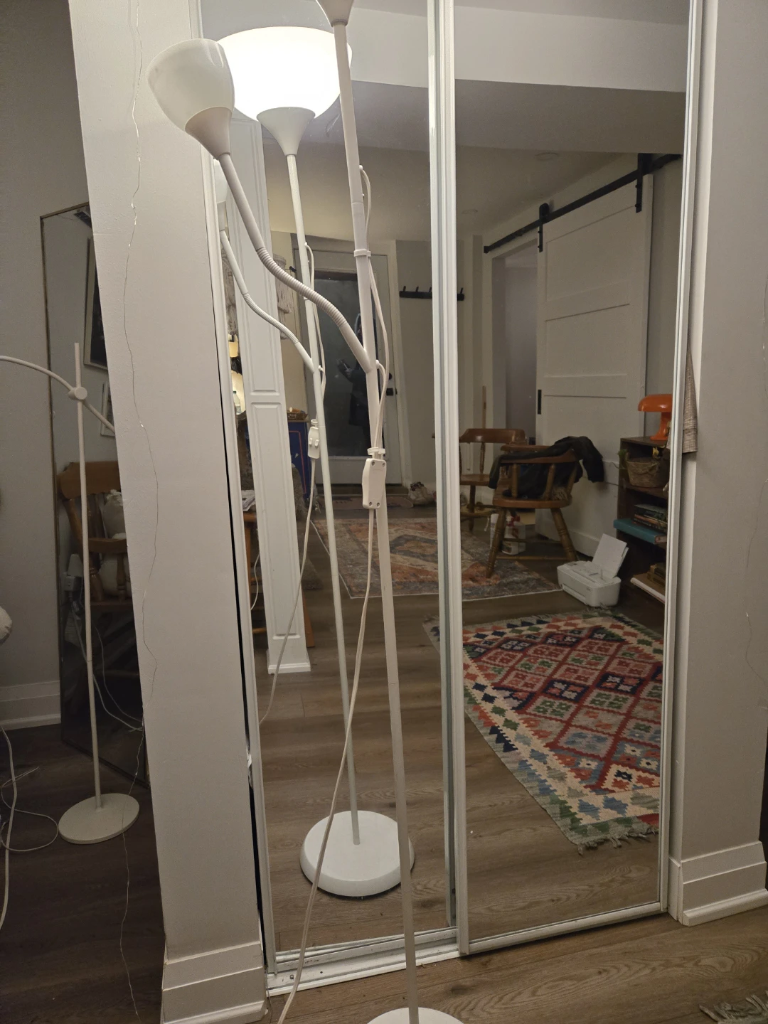 White Floor Lamp with Adjustable Reading Light - photo 5