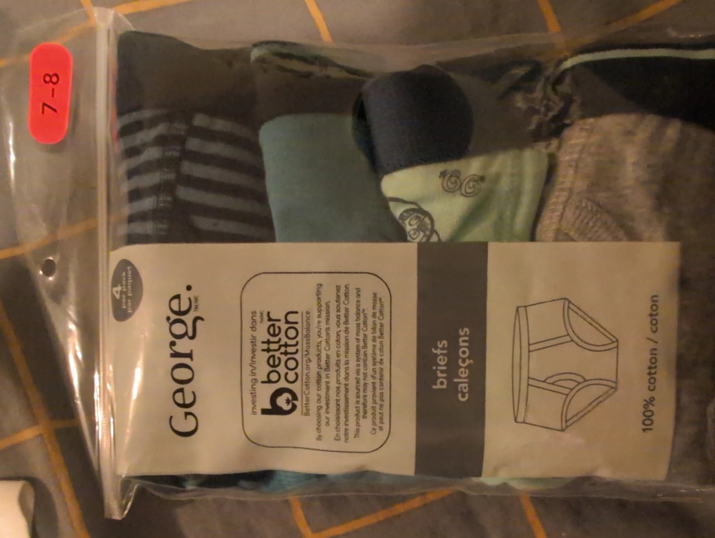 George. Boys' Briefs - Size 7-8 - 4 Pack