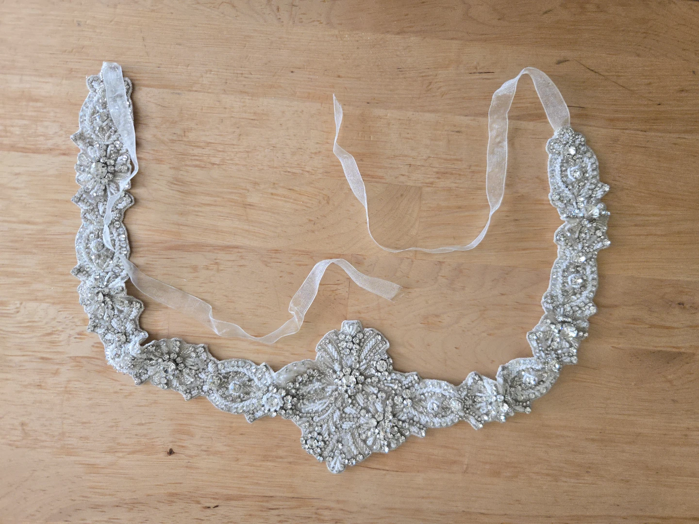 Beaded Bridal Sash with Ribbons - photo 4