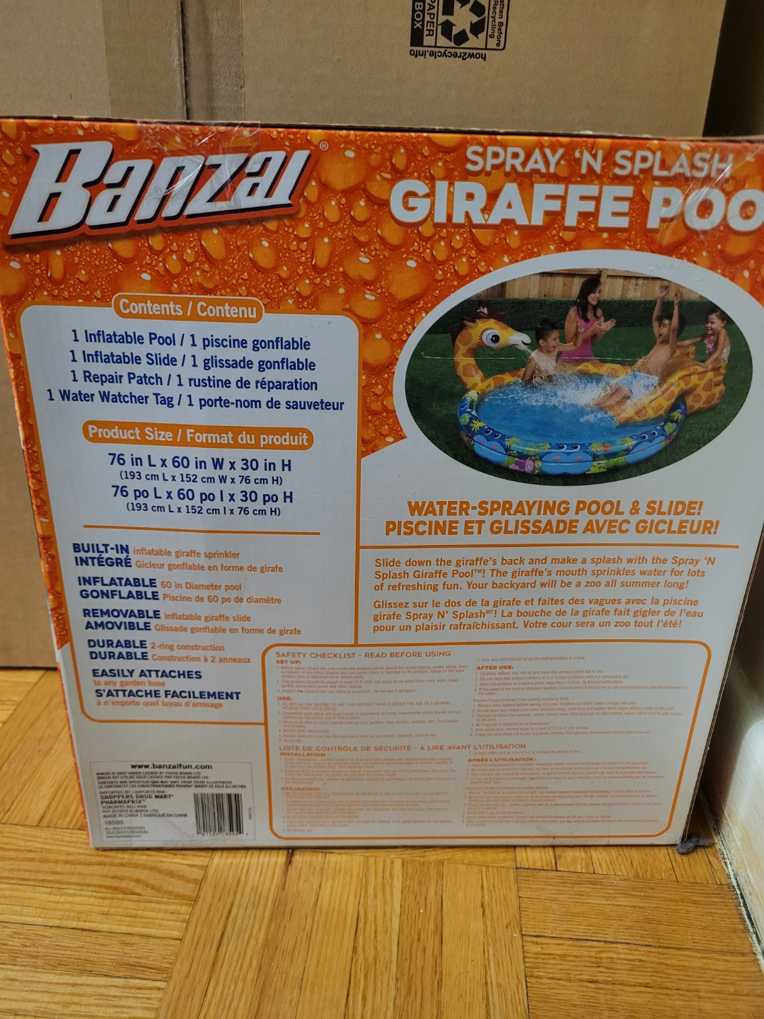 Banzai Spray 'n Splash Giraffe Pool with Inflatable Slide - photo 2