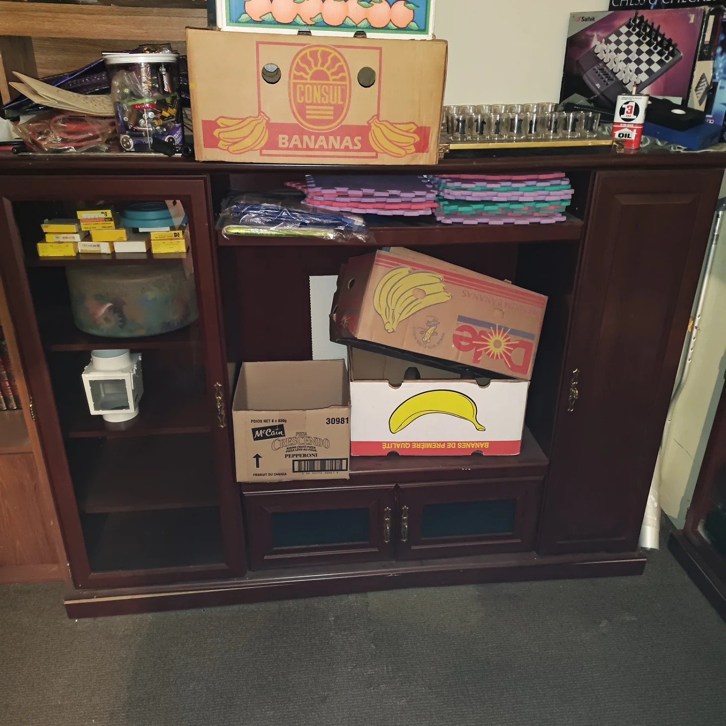 Cherry Wood Entertainment Console with Glass Doors 2 sizes